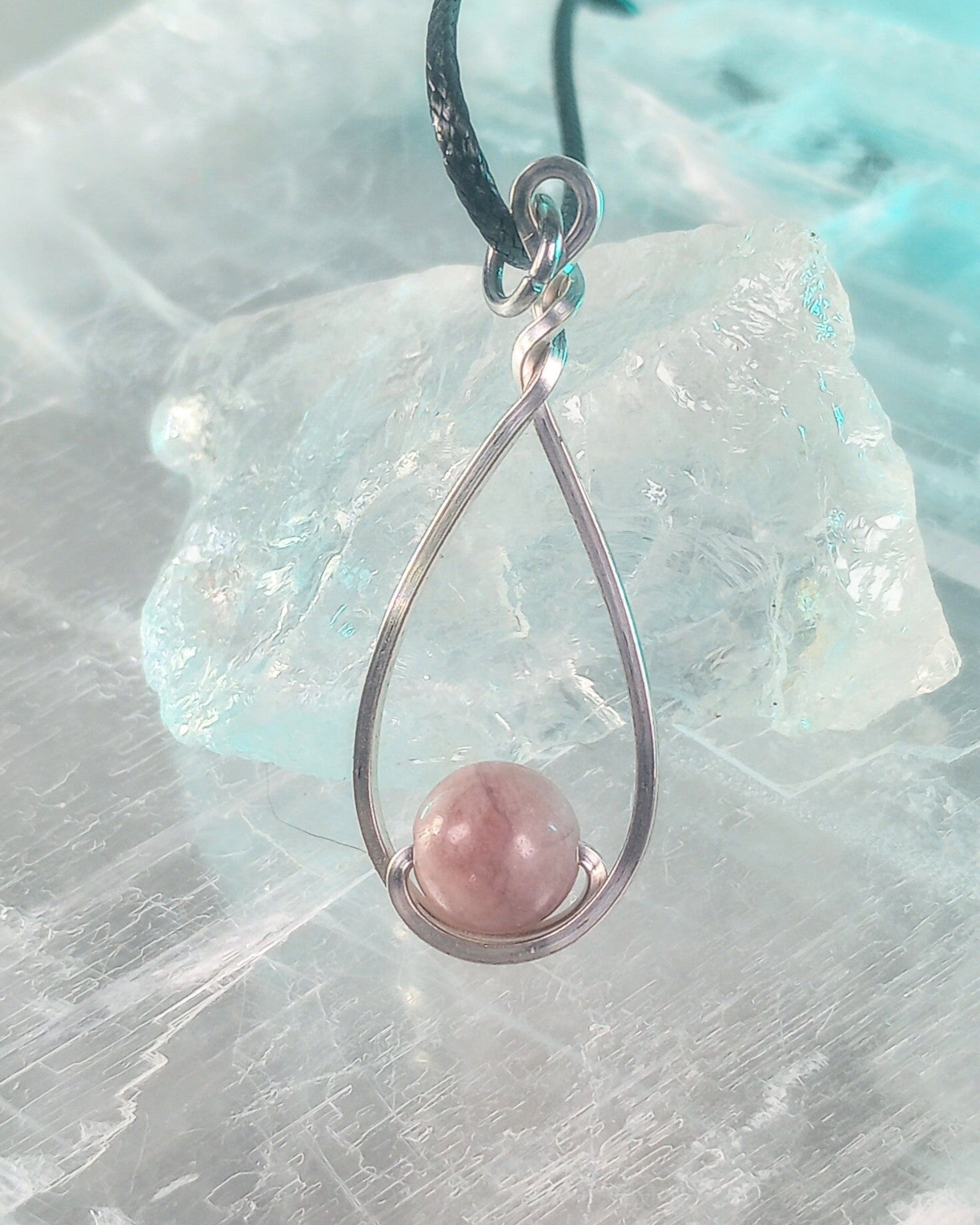 Sunstone & Silver Drop Pendant Necklace