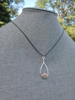 Sunstone & Silver Drop Pendant Necklace