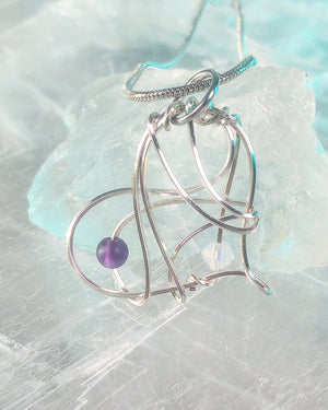 Swirly Heart Beaded Pendant Necklace