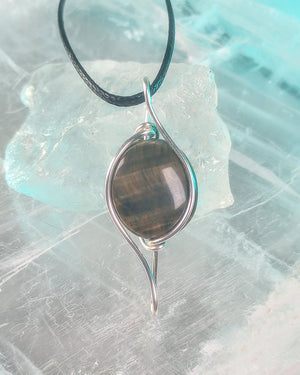 Tiger Eye Wire Wrapped Pendant Necklace
