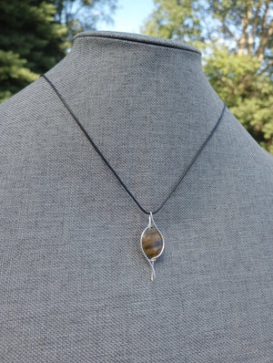 Tiger Eye Wire Wrapped Pendant Necklace