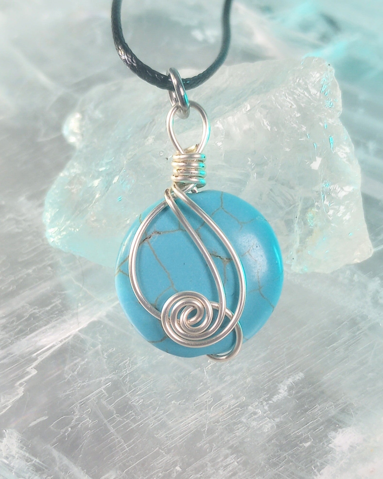 Turquoise Howlite Wire Wrapped Necklace