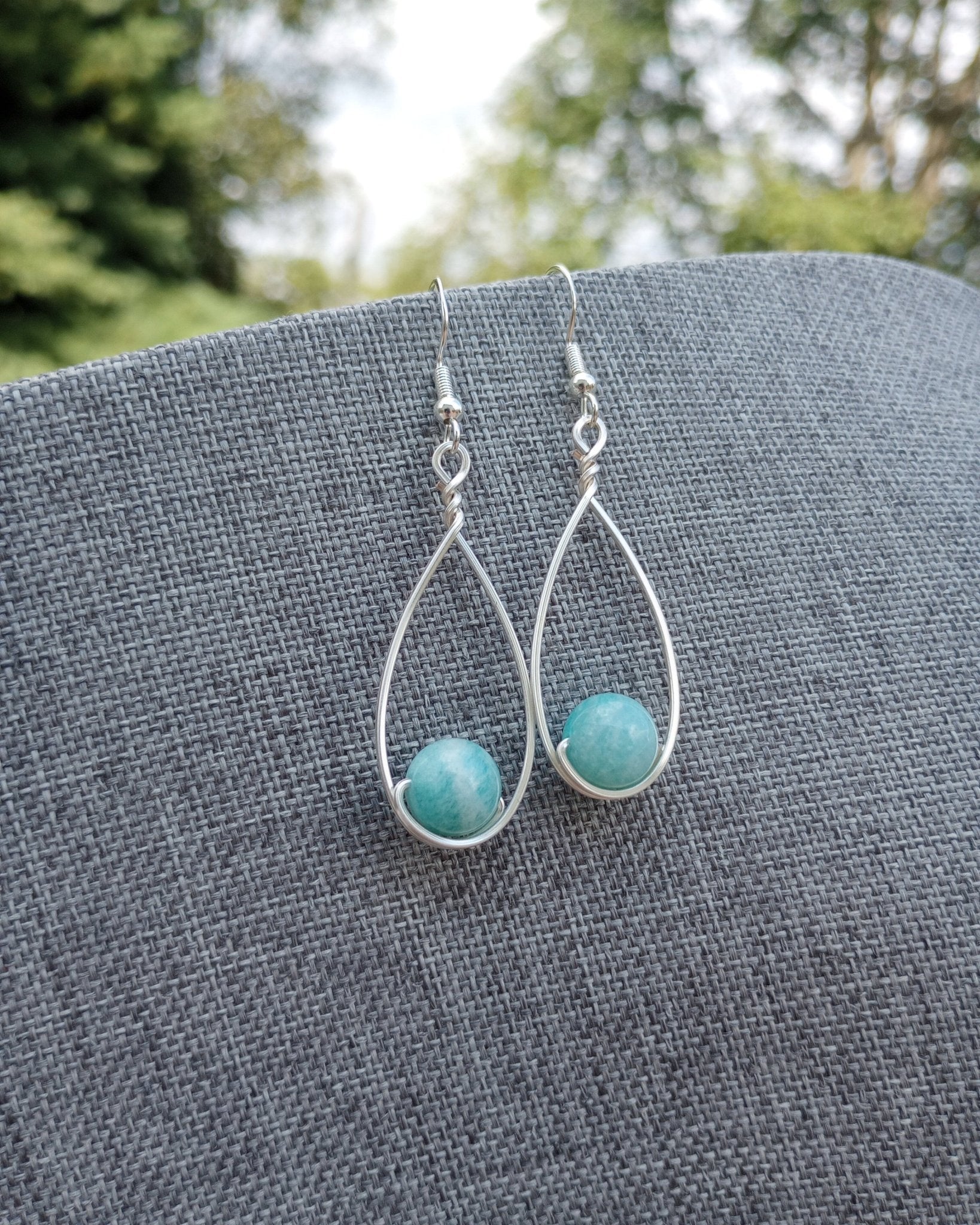 Amazonite & Silver Classic Drop Earrings - Windfall Jewelry