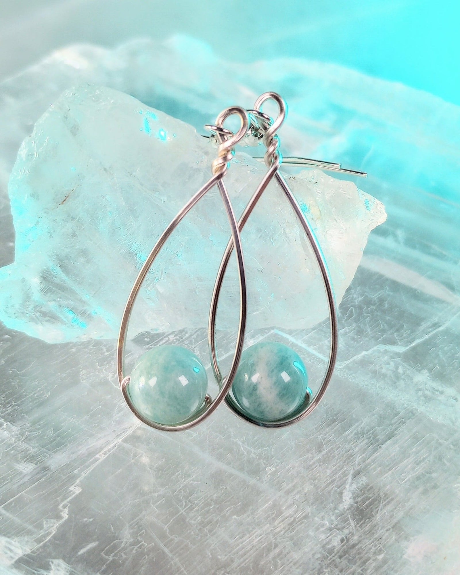 Amazonite & Silver Classic Drop Earrings - Windfall Jewelry