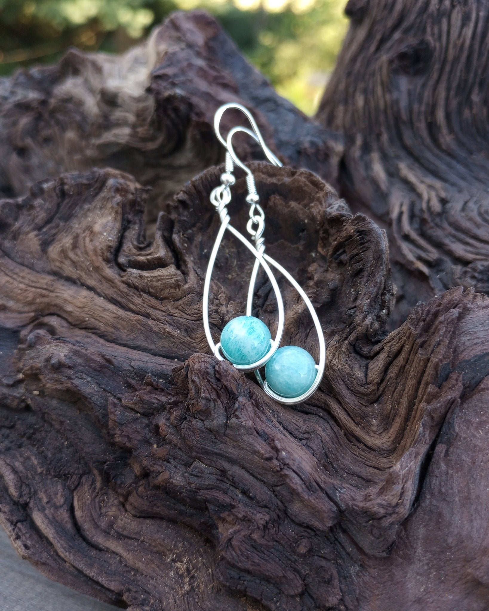 Amazonite & Silver Classic Drop Earrings - Windfall Jewelry