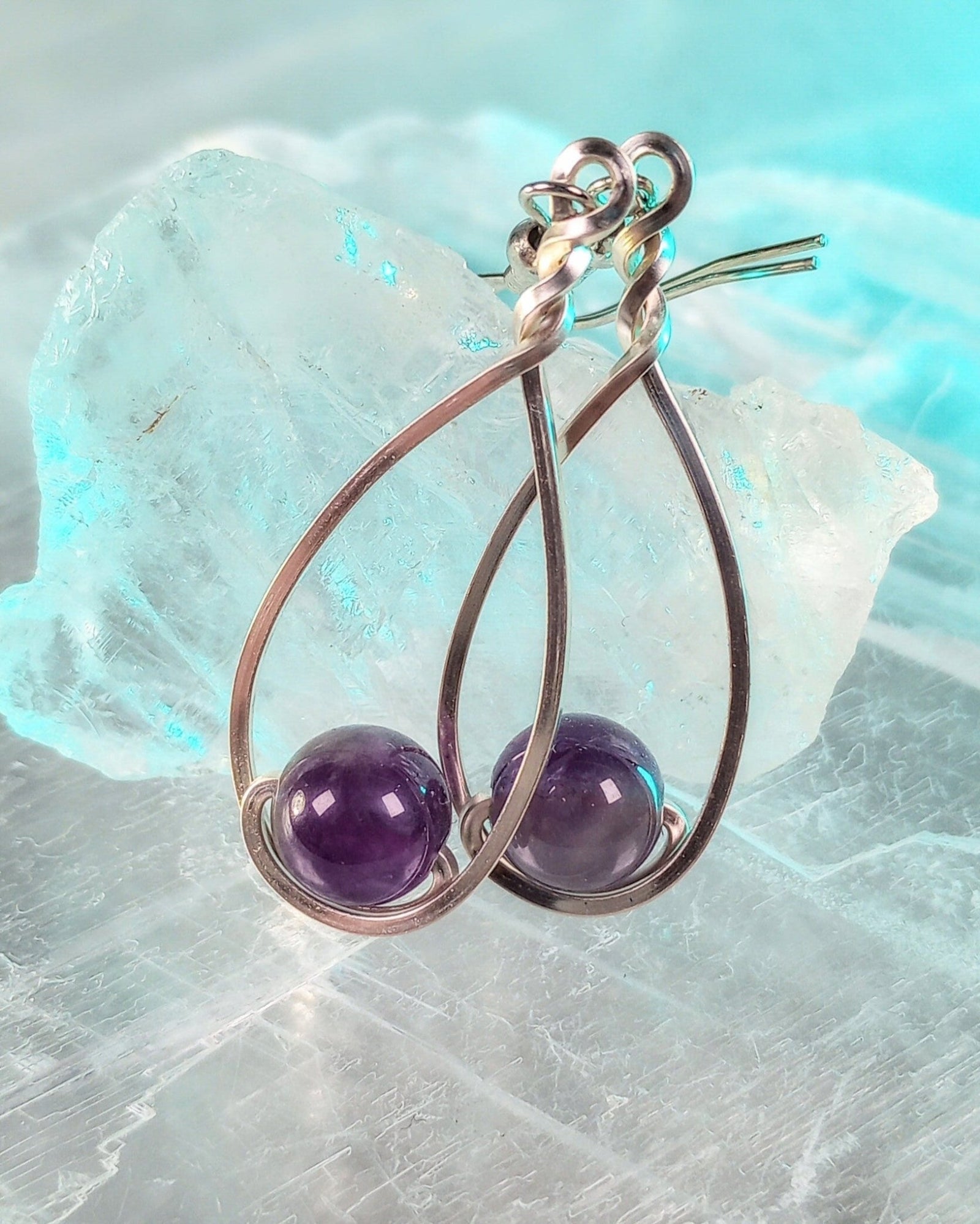 Amethyst & Silver Classic Drop Earrings - Windfall Jewelry