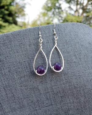 Amethyst & Silver Classic Drop Earrings - Windfall Jewelry