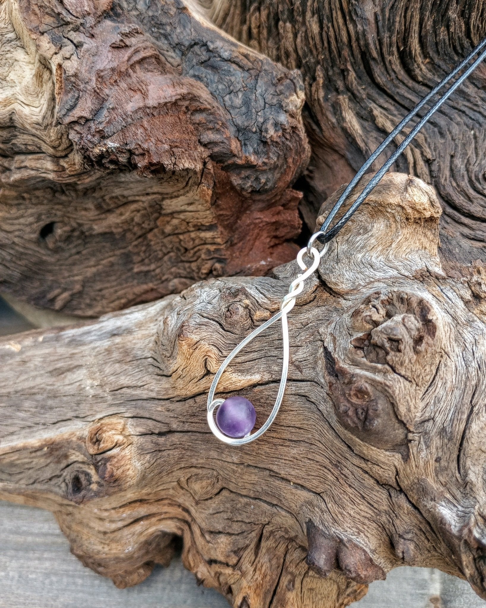Amethyst & Silver Drop Pendant Necklace - Windfall Jewelry