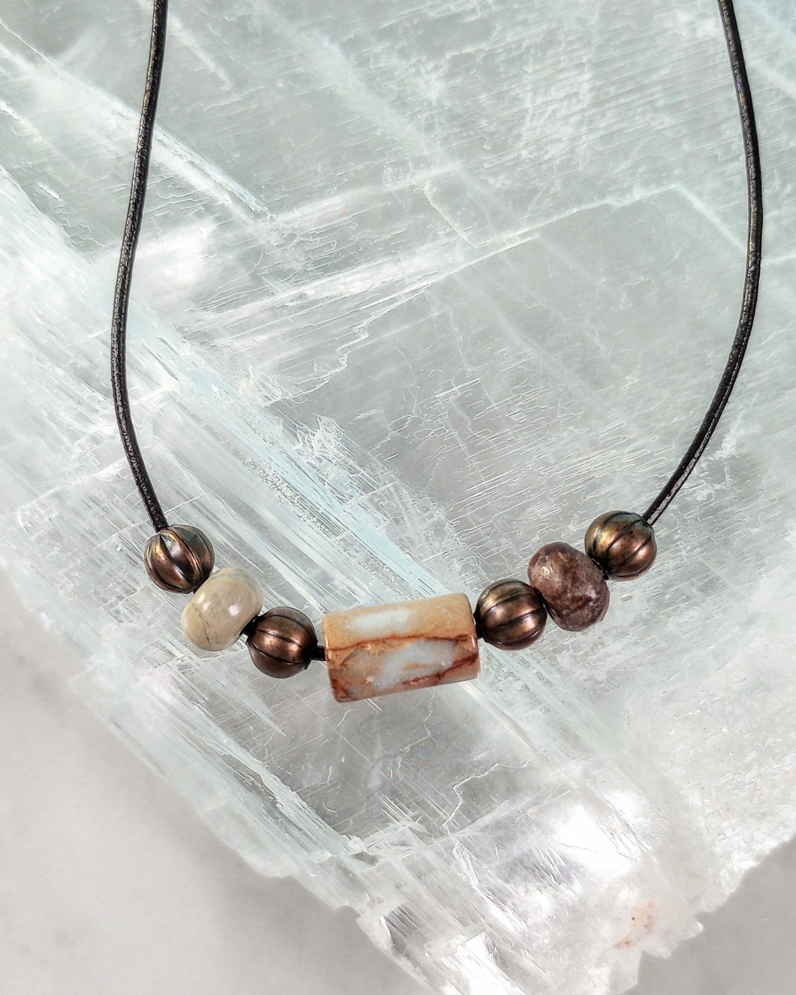 Aqua Terra Jasper & Copper Beaded Necklace - Windfall Jewelry