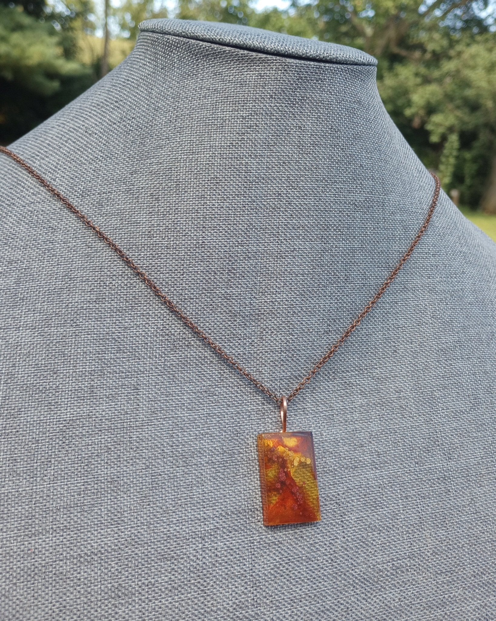 Art Pendant Necklace (small rectangle in Fall colors) - Windfall Jewelry