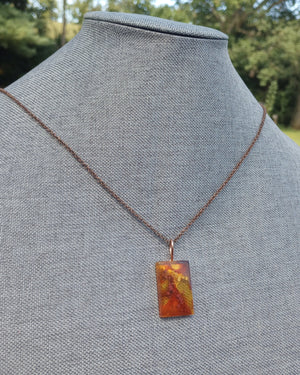 Art Pendant Necklace (small rectangle in Fall colors) - Windfall Jewelry