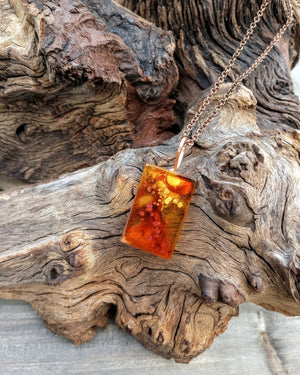 Art Pendant Necklace (small rectangle in Fall colors) - Windfall Jewelry