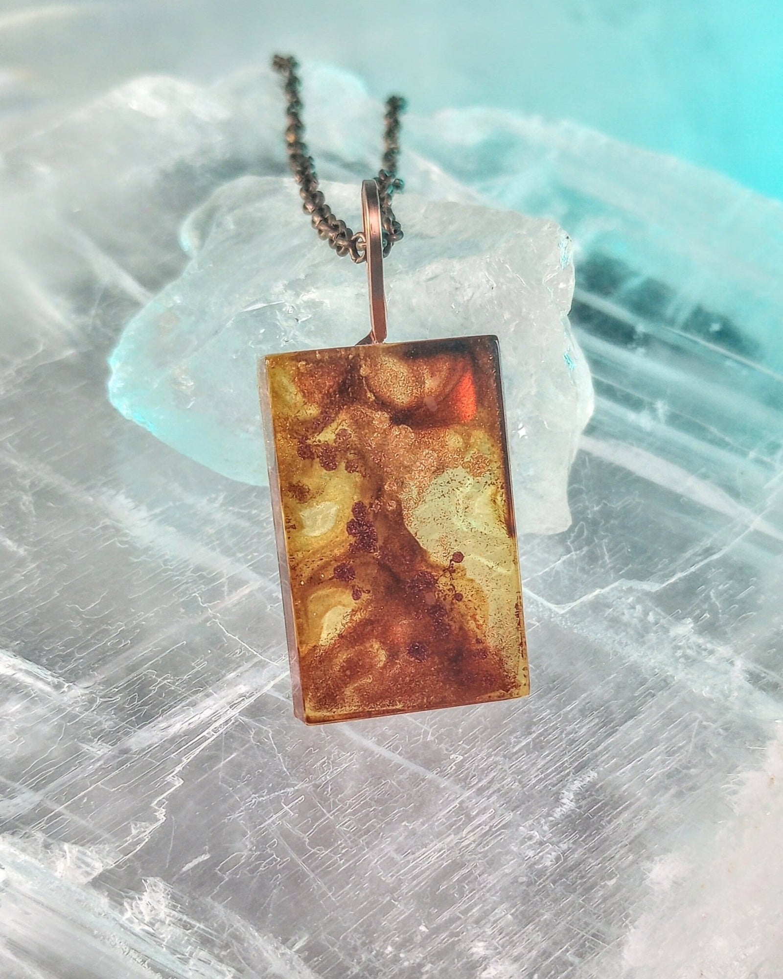 Art Pendant Necklace (small rectangle in Fall colors) - Windfall Jewelry