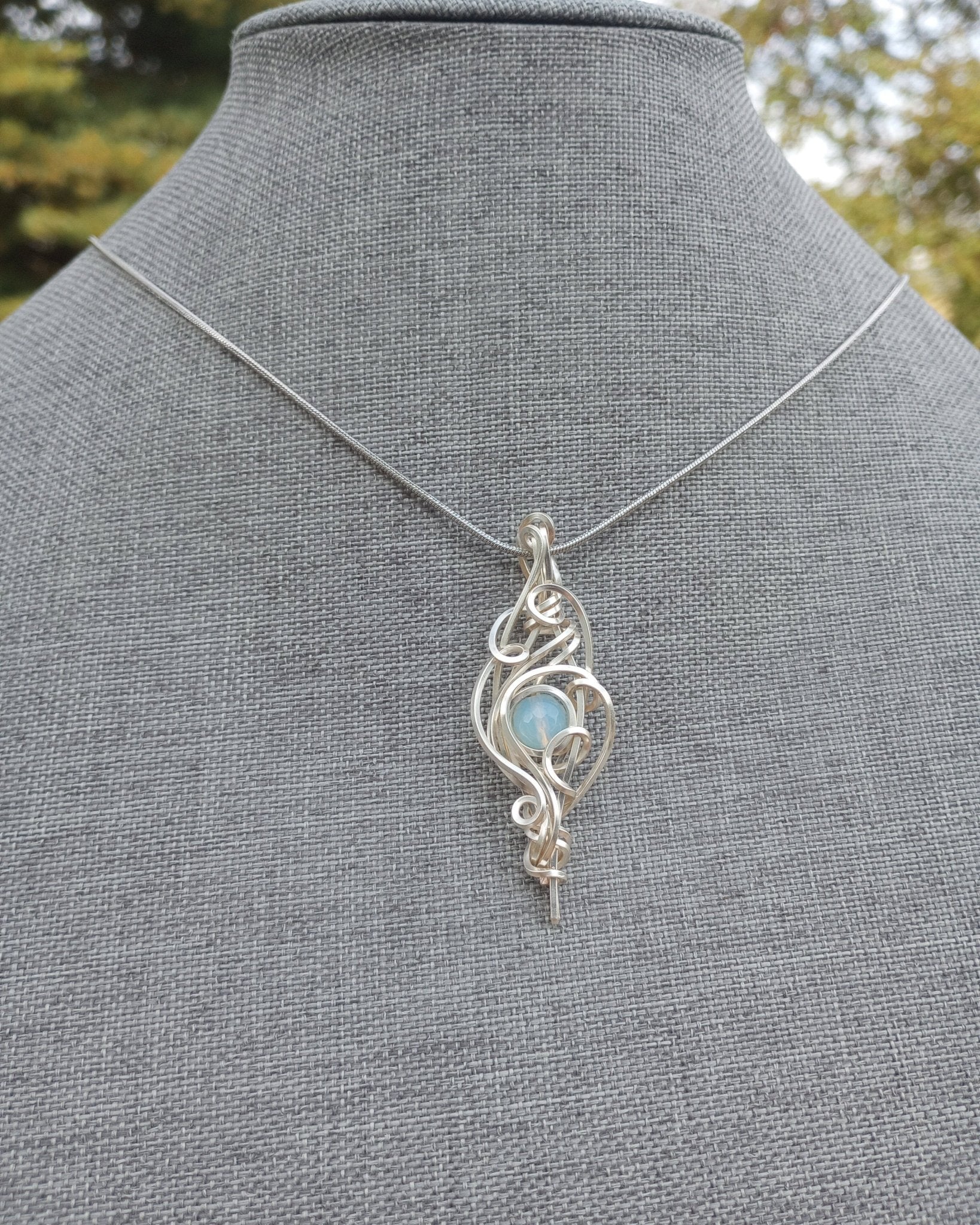 Aspire Opalite Wire Wrapped Pendant Necklace - Windfall Jewelry