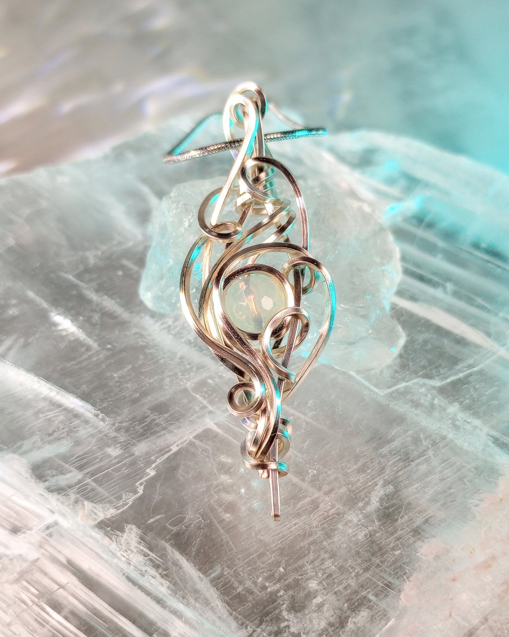 Aspire Opalite Wire Wrapped Pendant Necklace - Windfall Jewelry