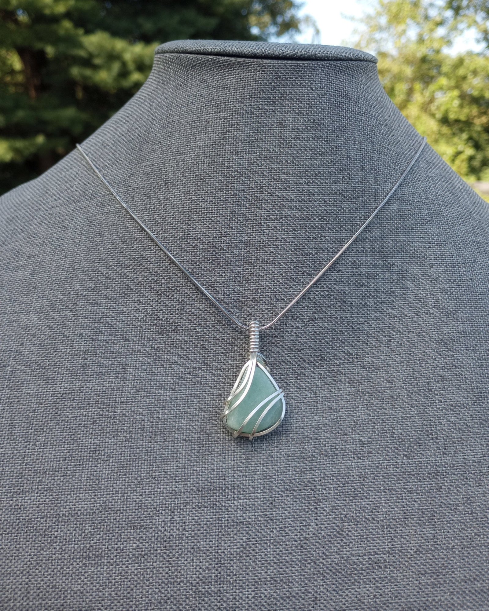Aventurine Natural Stone Pendant Necklace - Windfall Jewelry