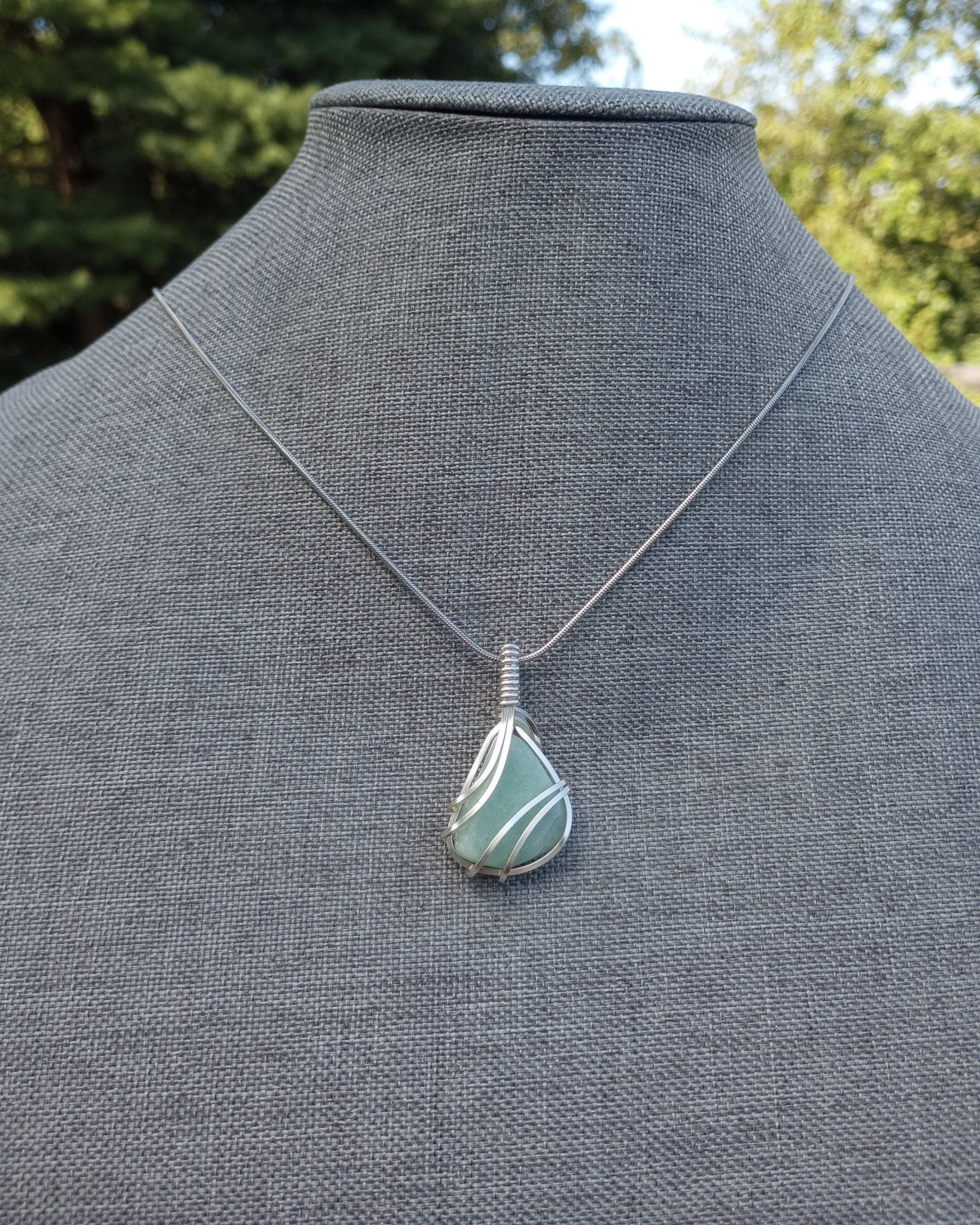Aventurine Natural Stone Pendant Necklace - Windfall Jewelry
