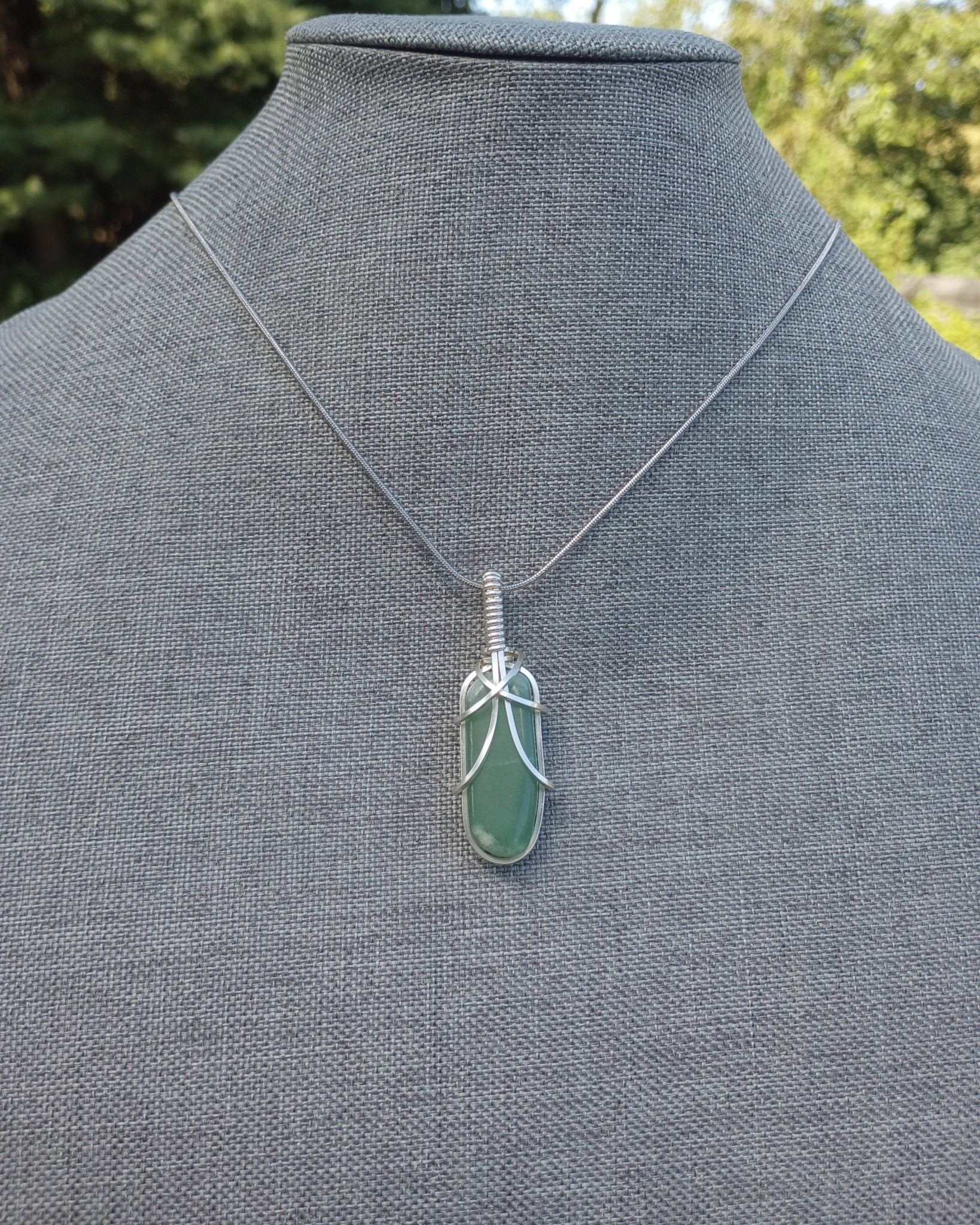Aventurine Natural Stone Pendant Necklace - Windfall Jewelry