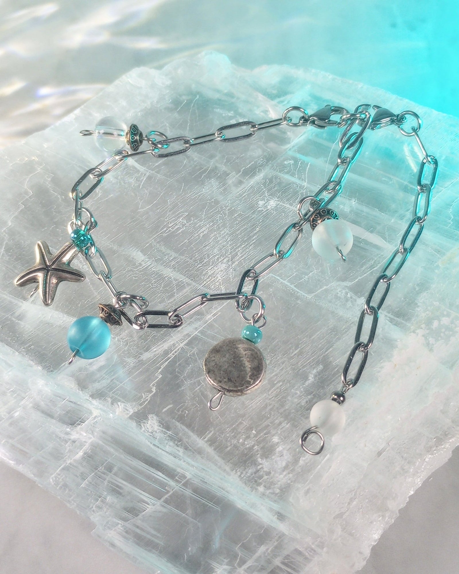 Beachy Charm Bracelet with Anklet Extension - Windfall Jewelry