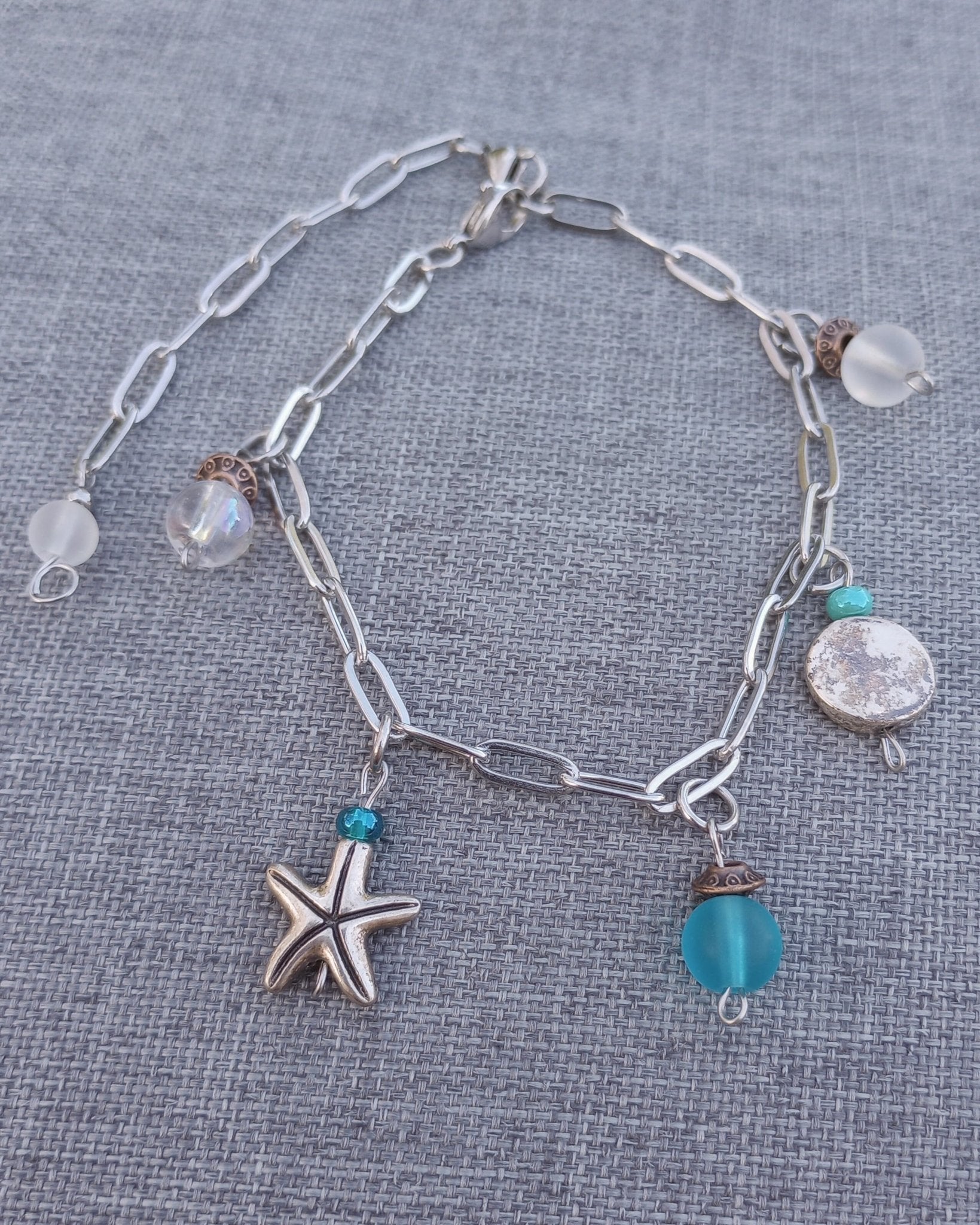 Beachy Charm Bracelet with Anklet Extension - Windfall Jewelry