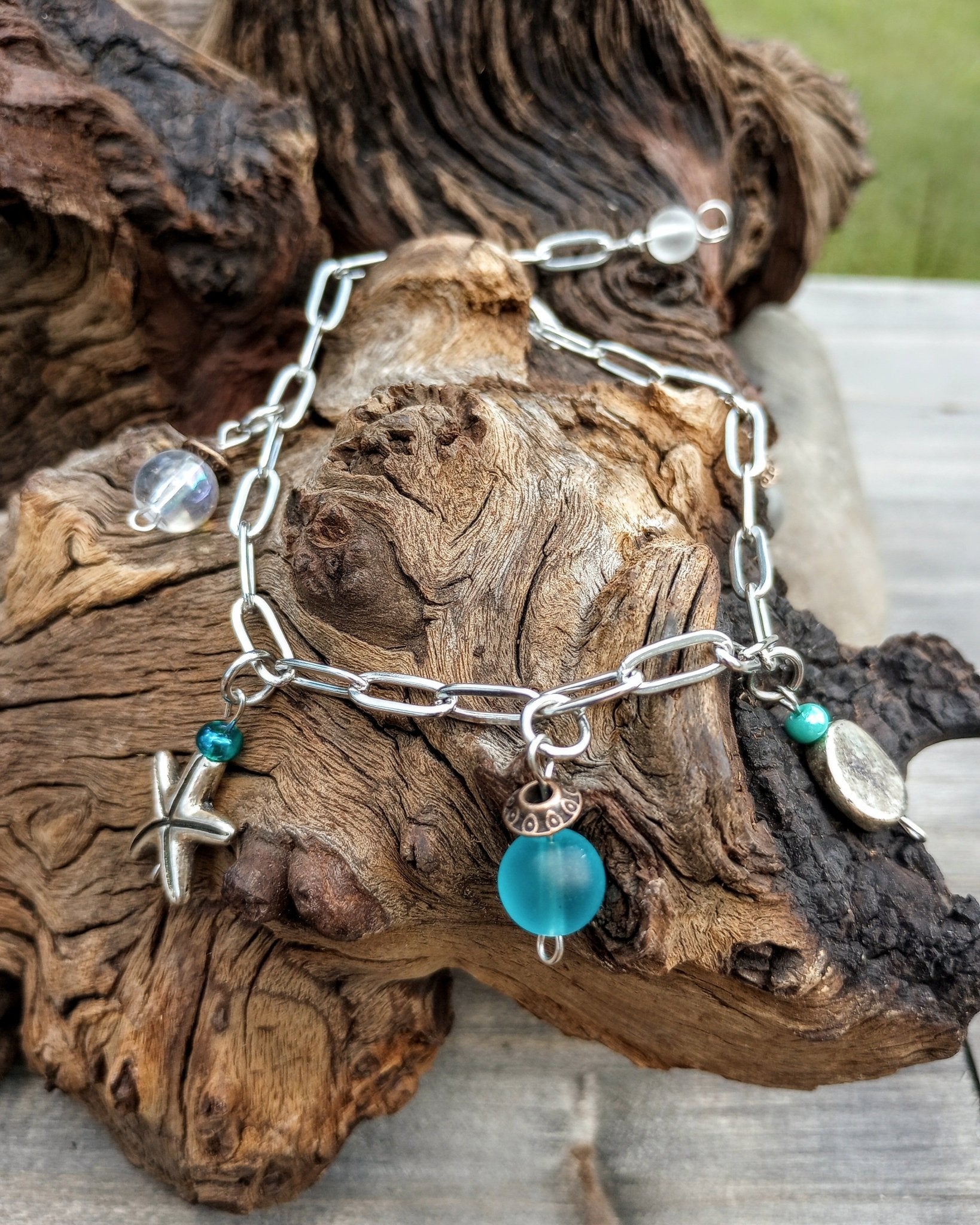 Beachy Charm Bracelet with Anklet Extension - Windfall Jewelry