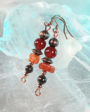 Beaded Stone Chip & Copper Earrings - Windfall Jewelry
