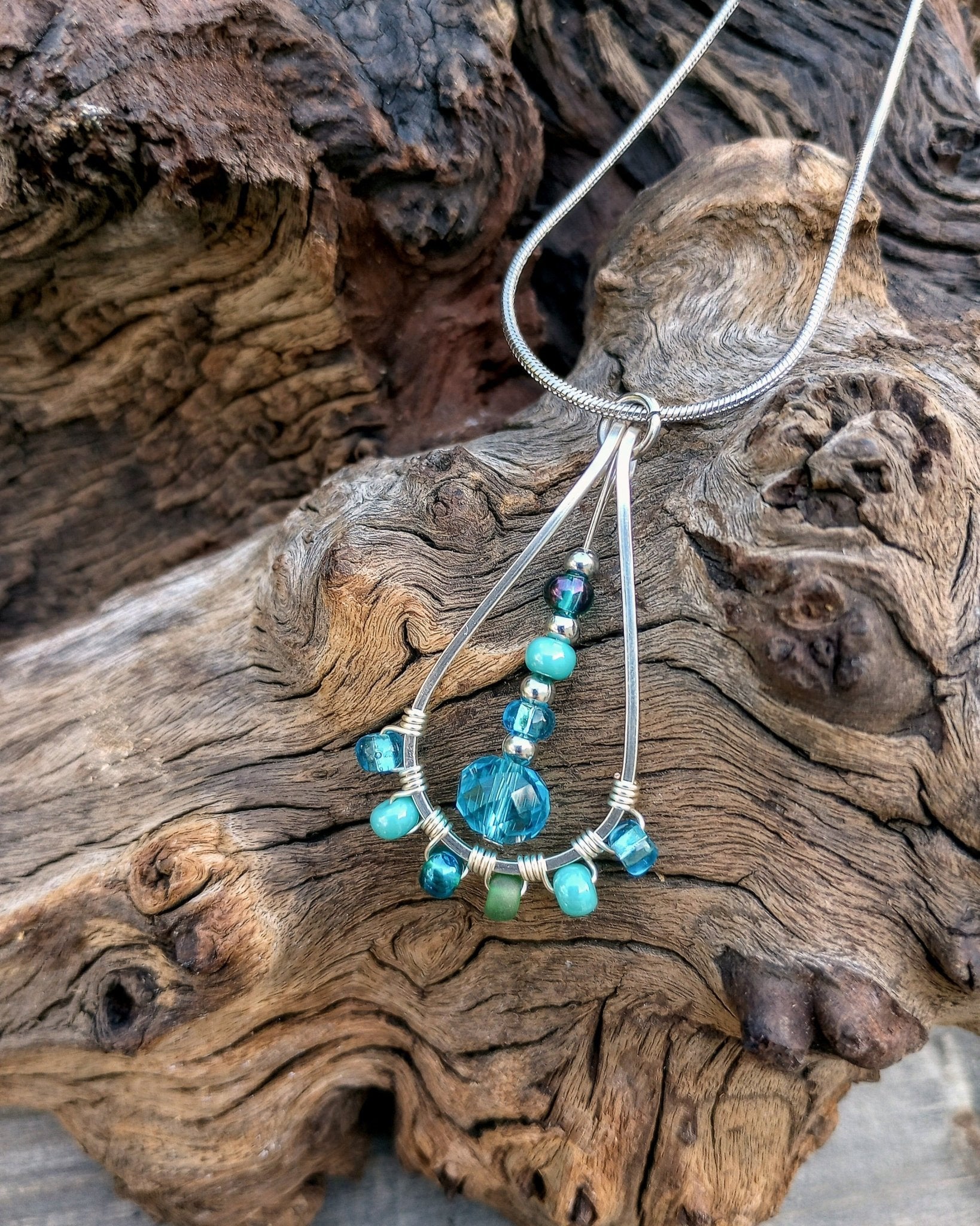 Beaded Teardrop Pendant Necklace - Windfall Jewelry