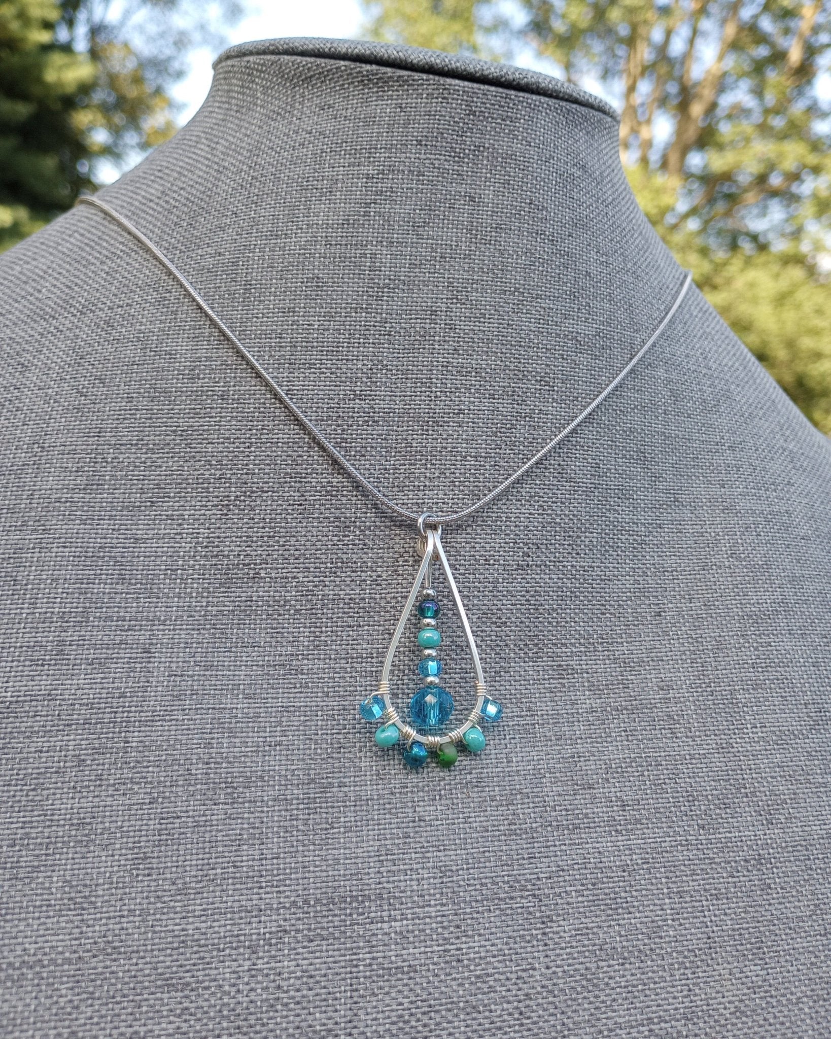 Beaded Teardrop Pendant Necklace - Windfall Jewelry