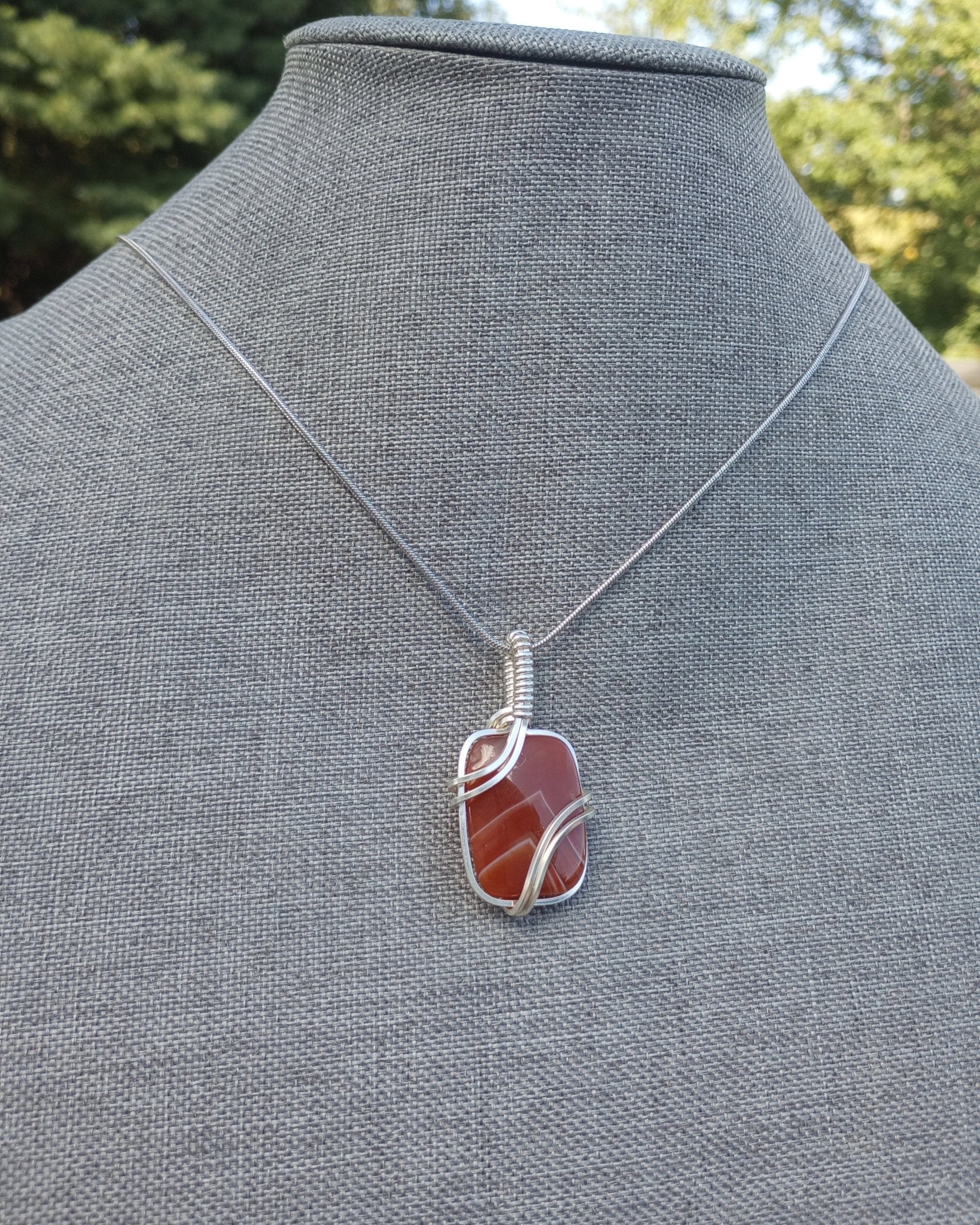 Carnelian Natural Stone Pendant Necklace - Windfall Jewelry