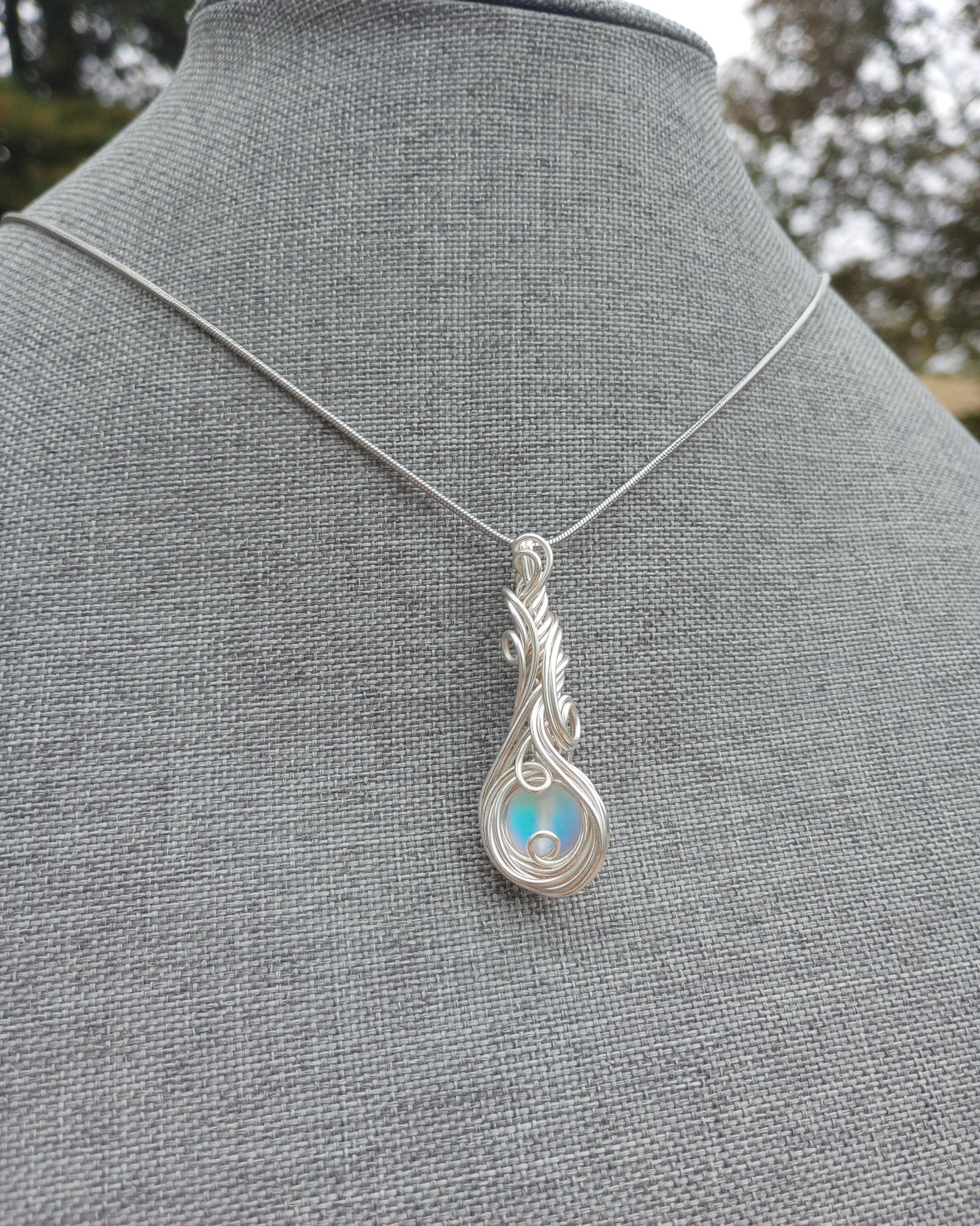 Cascade Glass Moonstone Pendant Necklace - Windfall Jewelry