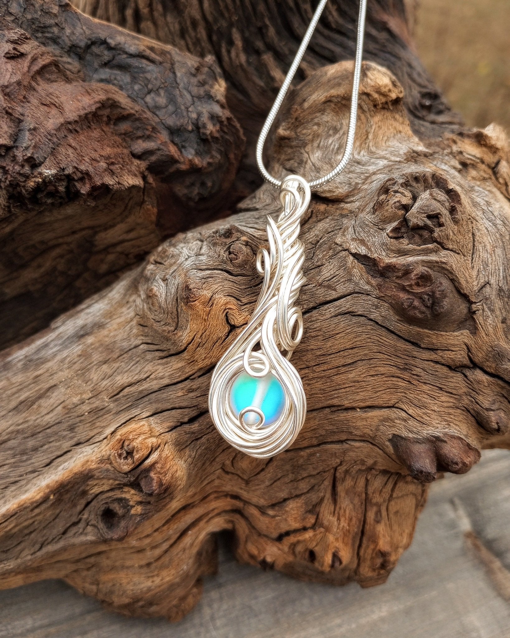 Cascade Glass Moonstone Pendant Necklace - Windfall Jewelry