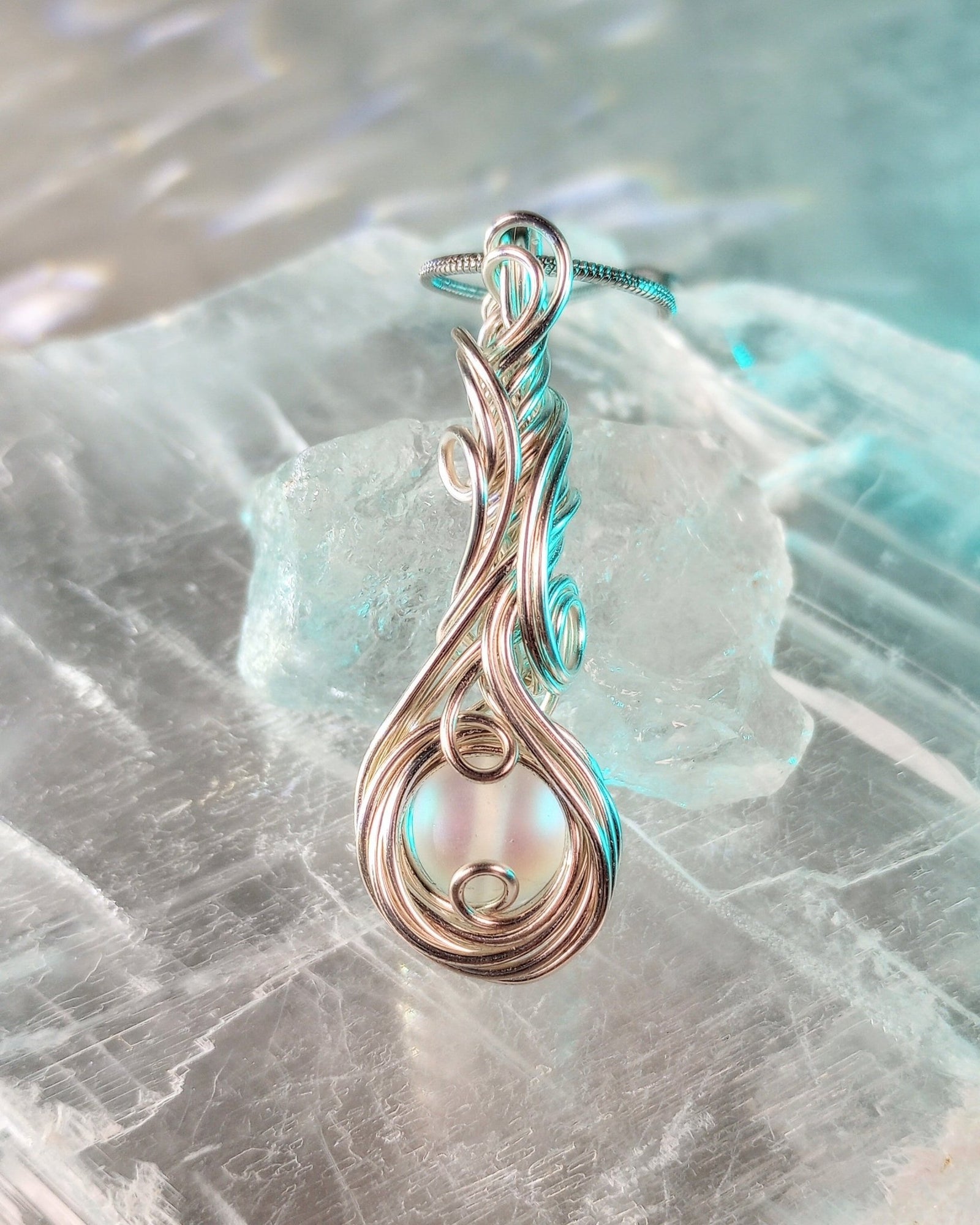 Cascade Glass Moonstone Pendant Necklace - Windfall Jewelry