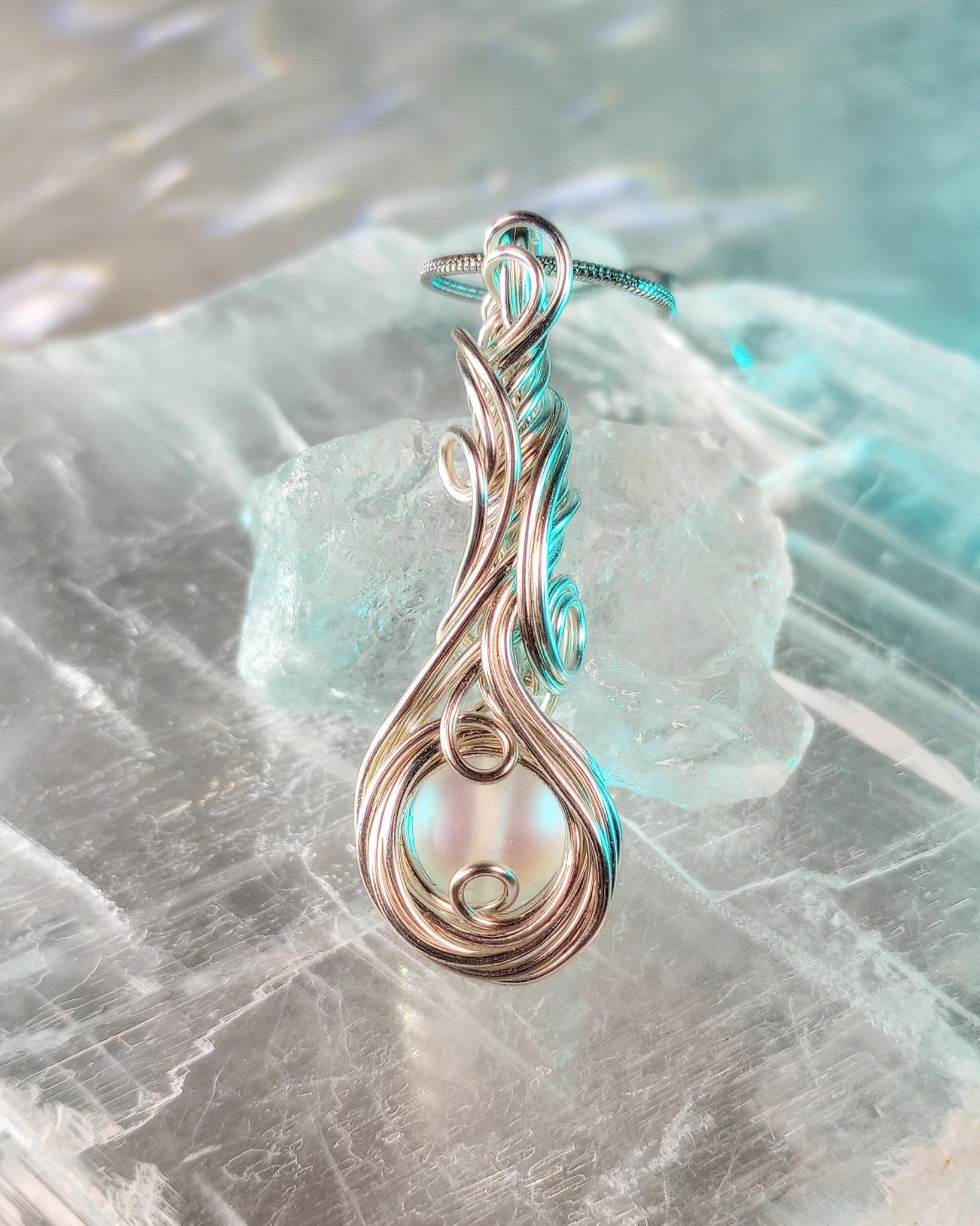 Cascade Glass Moonstone Pendant Necklace - Windfall Jewelry