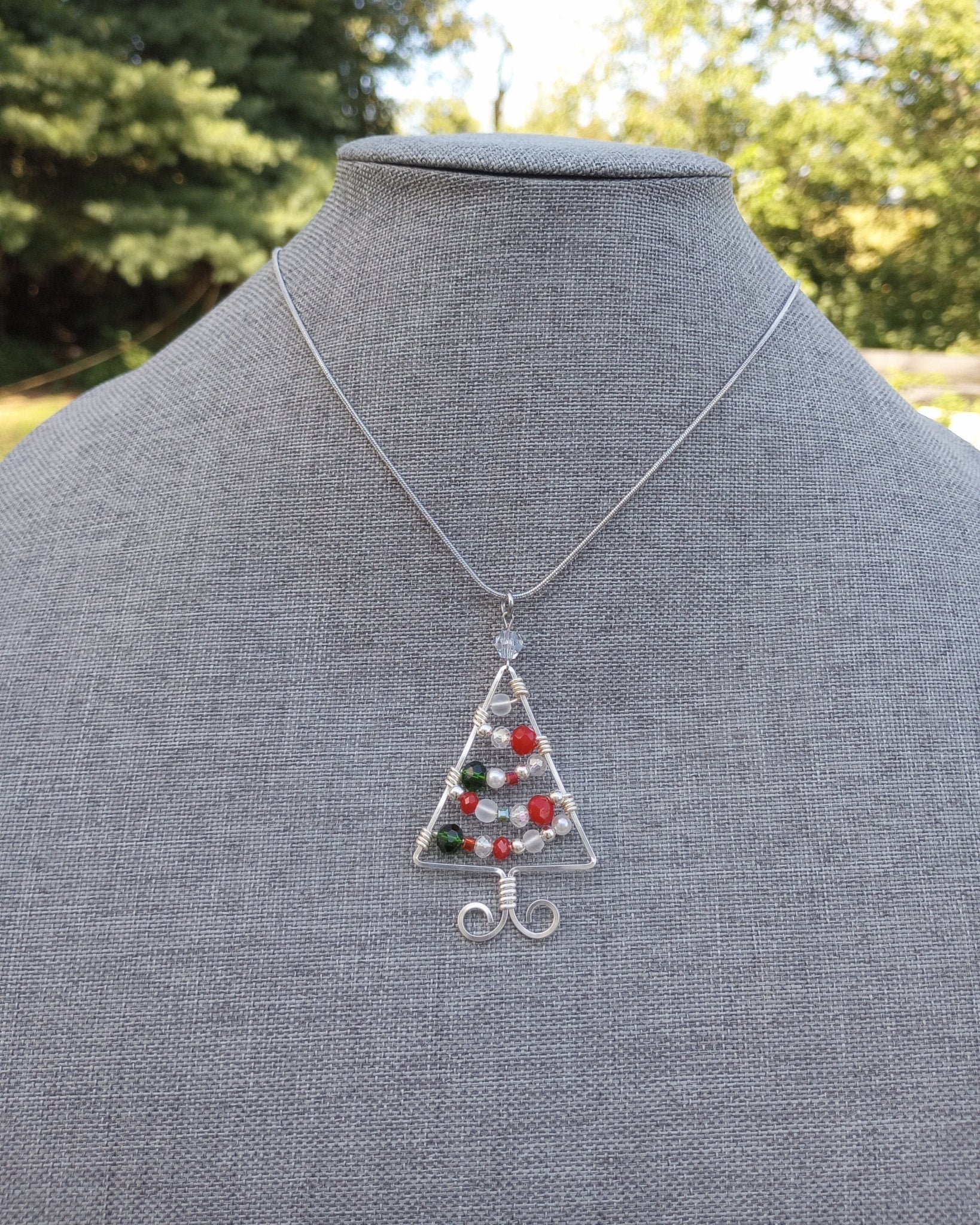 Christmas Tree Wire Wrapped Pendant Necklace - Windfall Jewelry