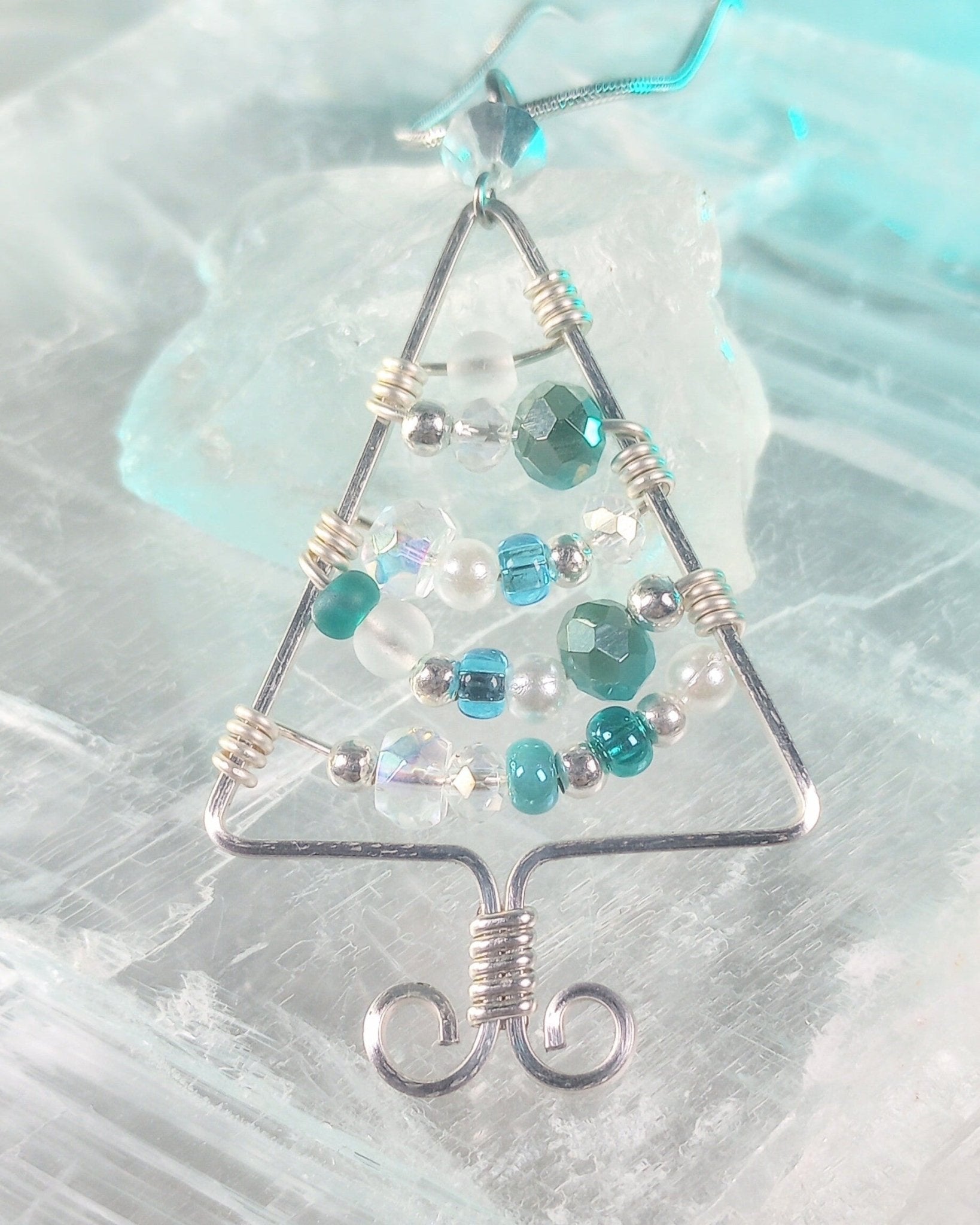 Christmas Tree Wire Wrapped Pendant Necklace