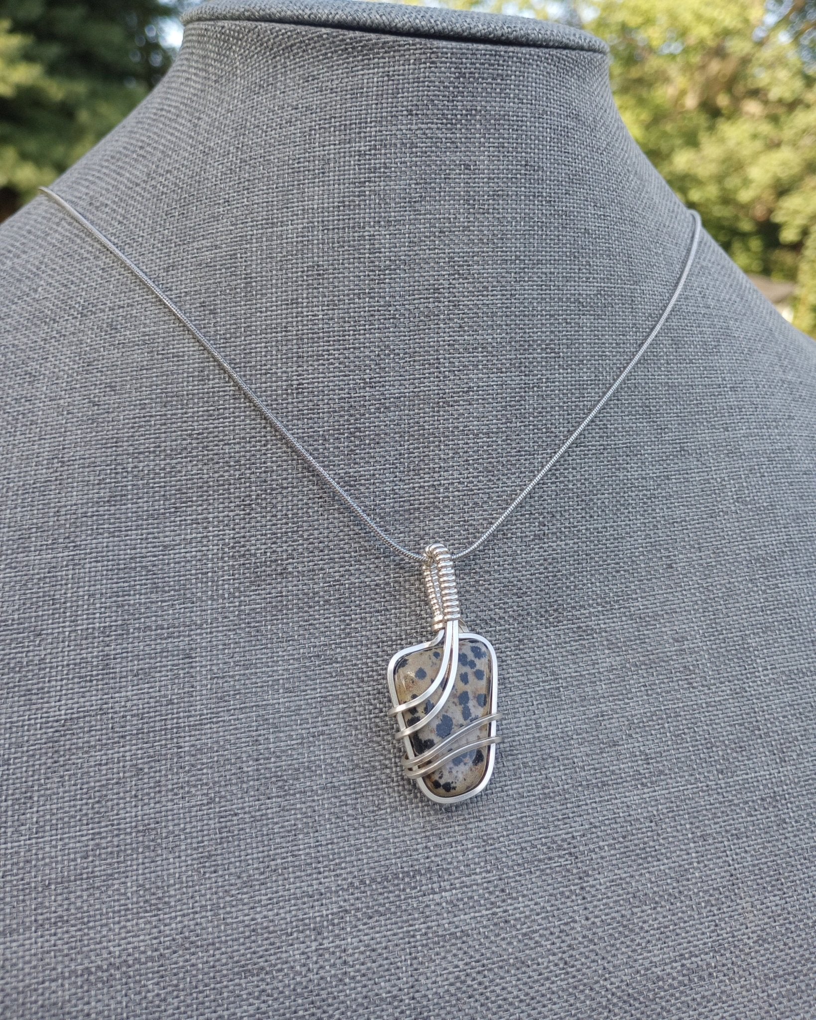 Dalmatian Jasper Natural Stone Pendant Necklace - Windfall Jewelry
