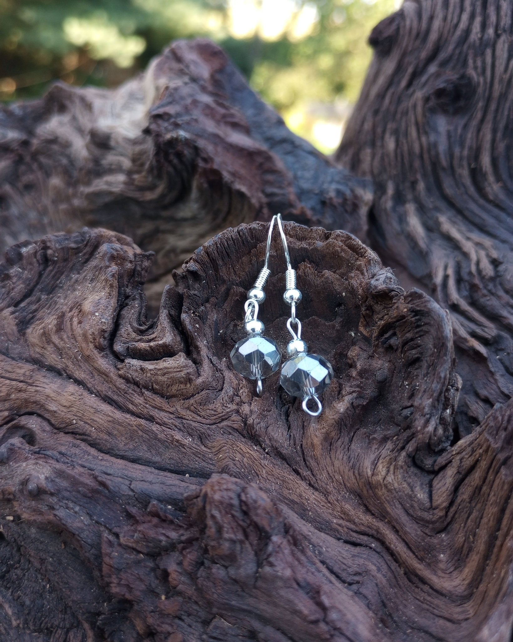 Gray Crystal & Silver Beaded Earrings - Windfall Jewelry