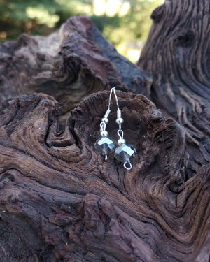 Gray Crystal & Silver Beaded Earrings - Windfall Jewelry