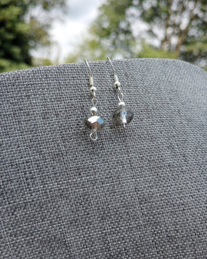 Gray Crystal & Silver Beaded Earrings - Windfall Jewelry