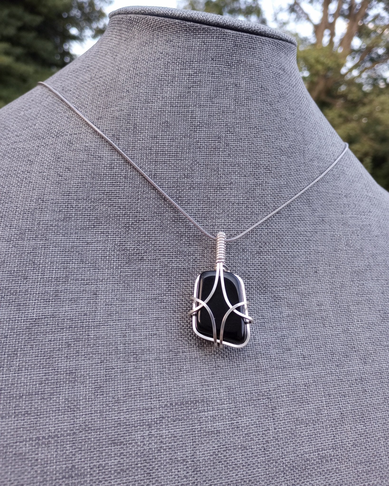 Obsidian Natural Stone Pendant Necklace - Windfall Jewelry