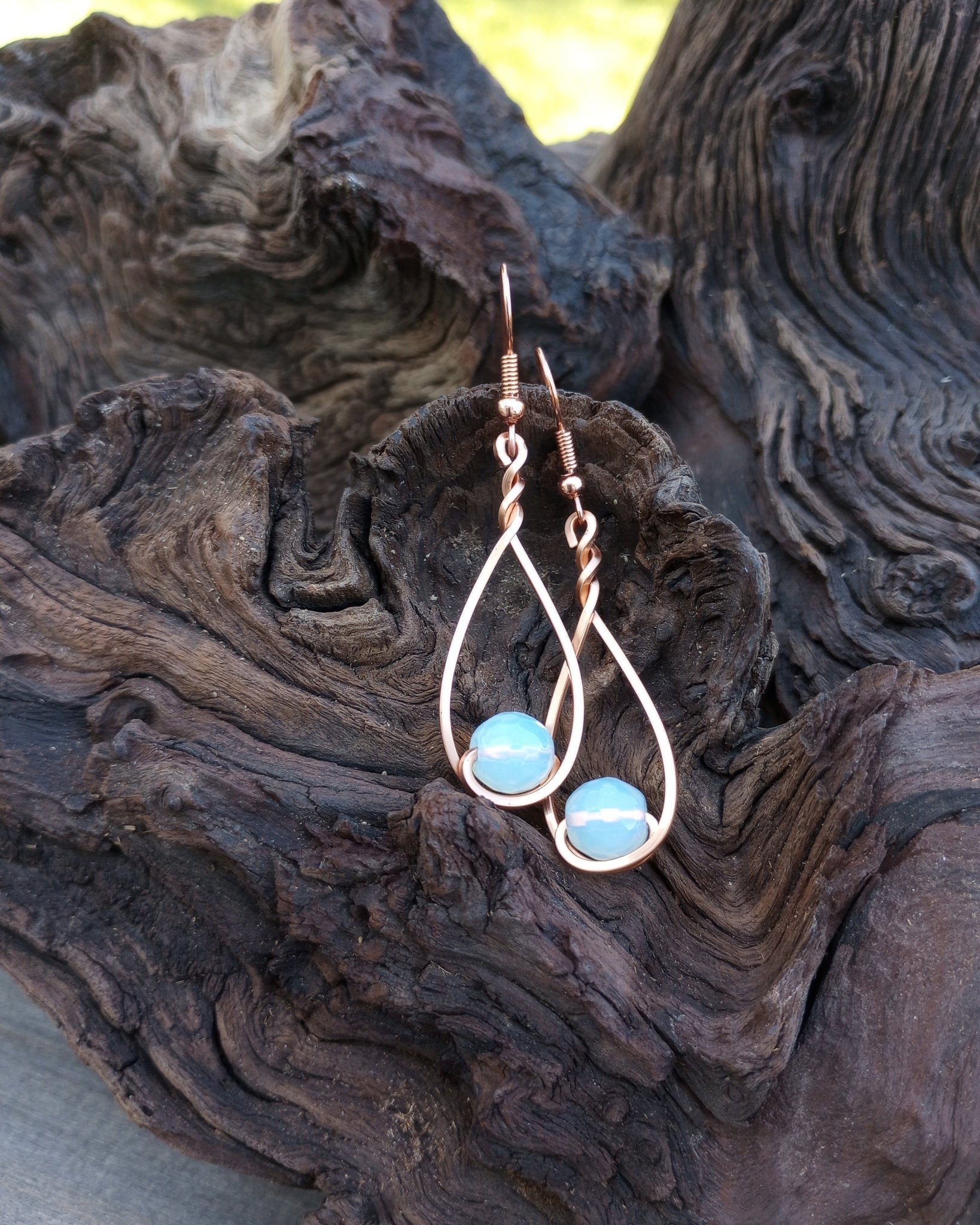 Opalite & Copper Classic Drop Earrings - Windfall Jewelry