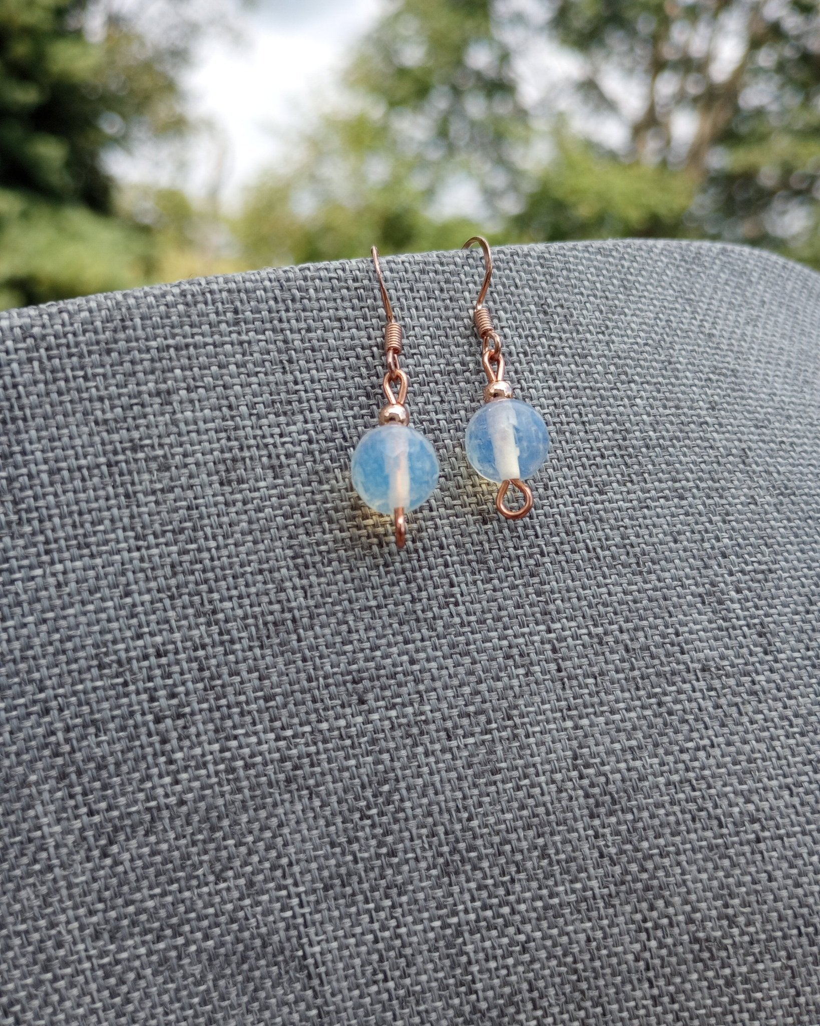 Opalite Crystal & Copper Beaded Earrings - Windfall Jewelry