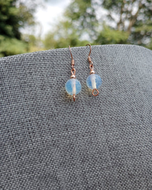 Opalite Crystal & Copper Beaded Earrings - Windfall Jewelry
