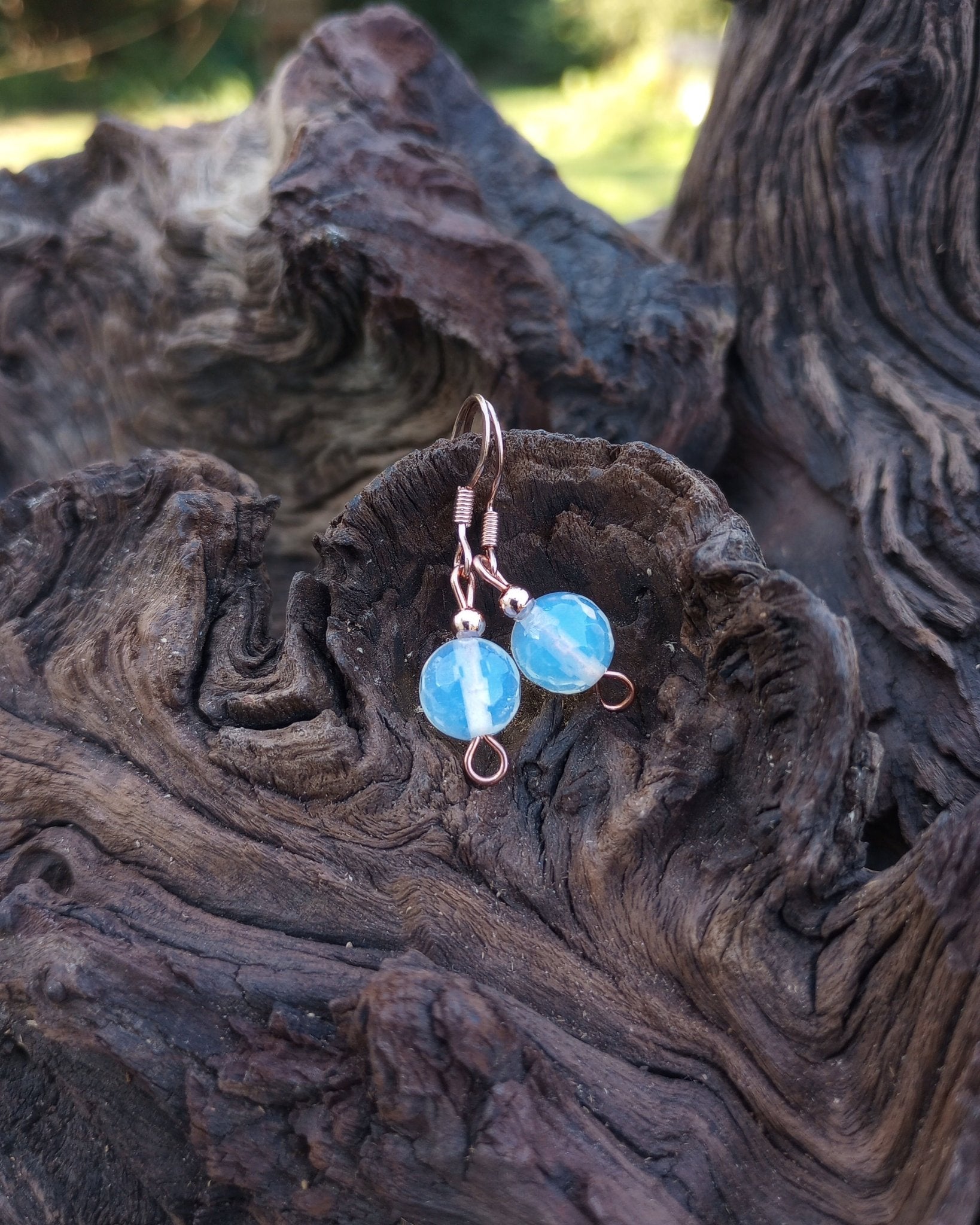 Opalite Crystal & Copper Beaded Earrings - Windfall Jewelry