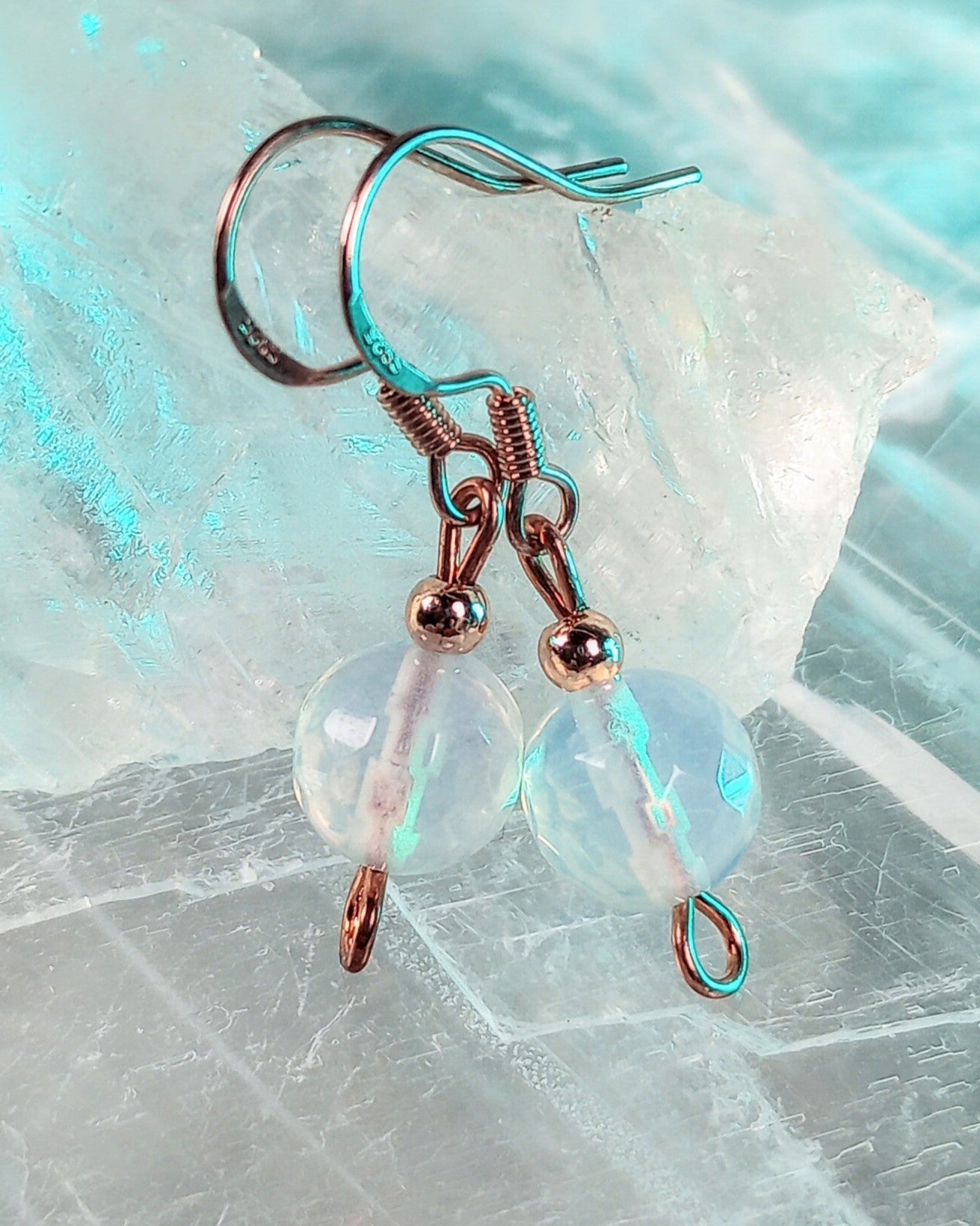 Opalite Crystal & Copper Beaded Earrings - Windfall Jewelry