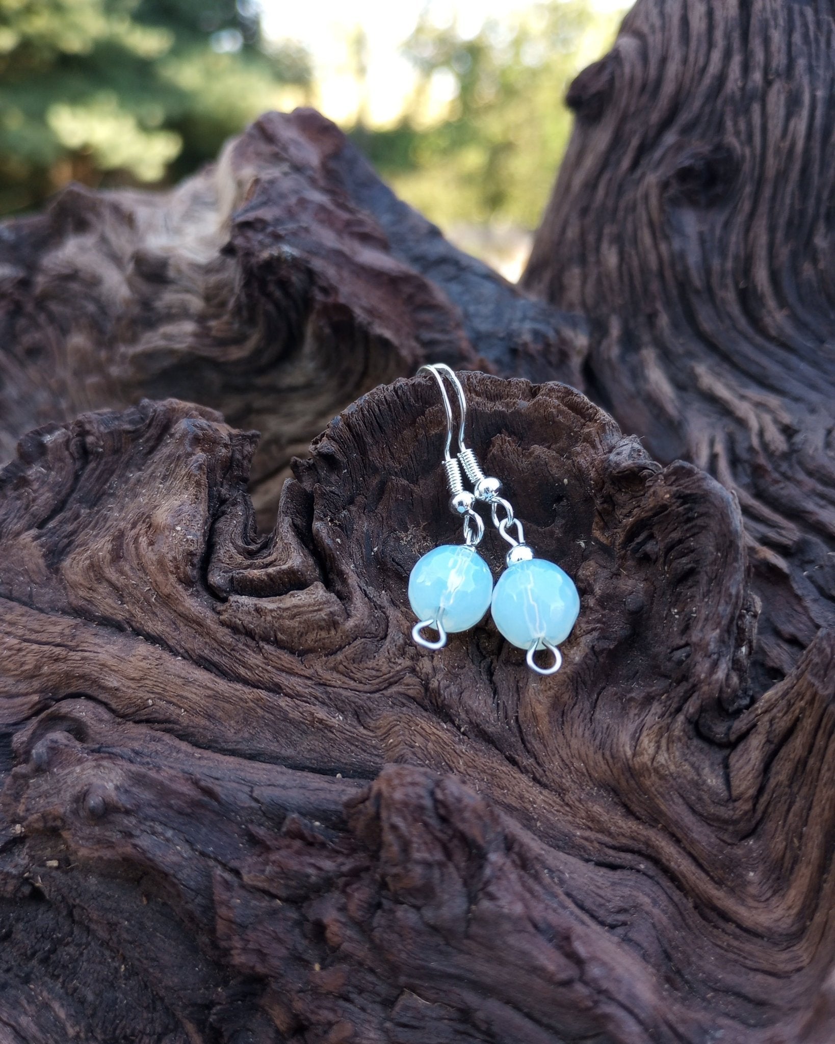 Opalite Crystal & Silver Beaded Earrings - Windfall Jewelry