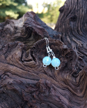 Opalite Crystal & Silver Beaded Earrings - Windfall Jewelry
