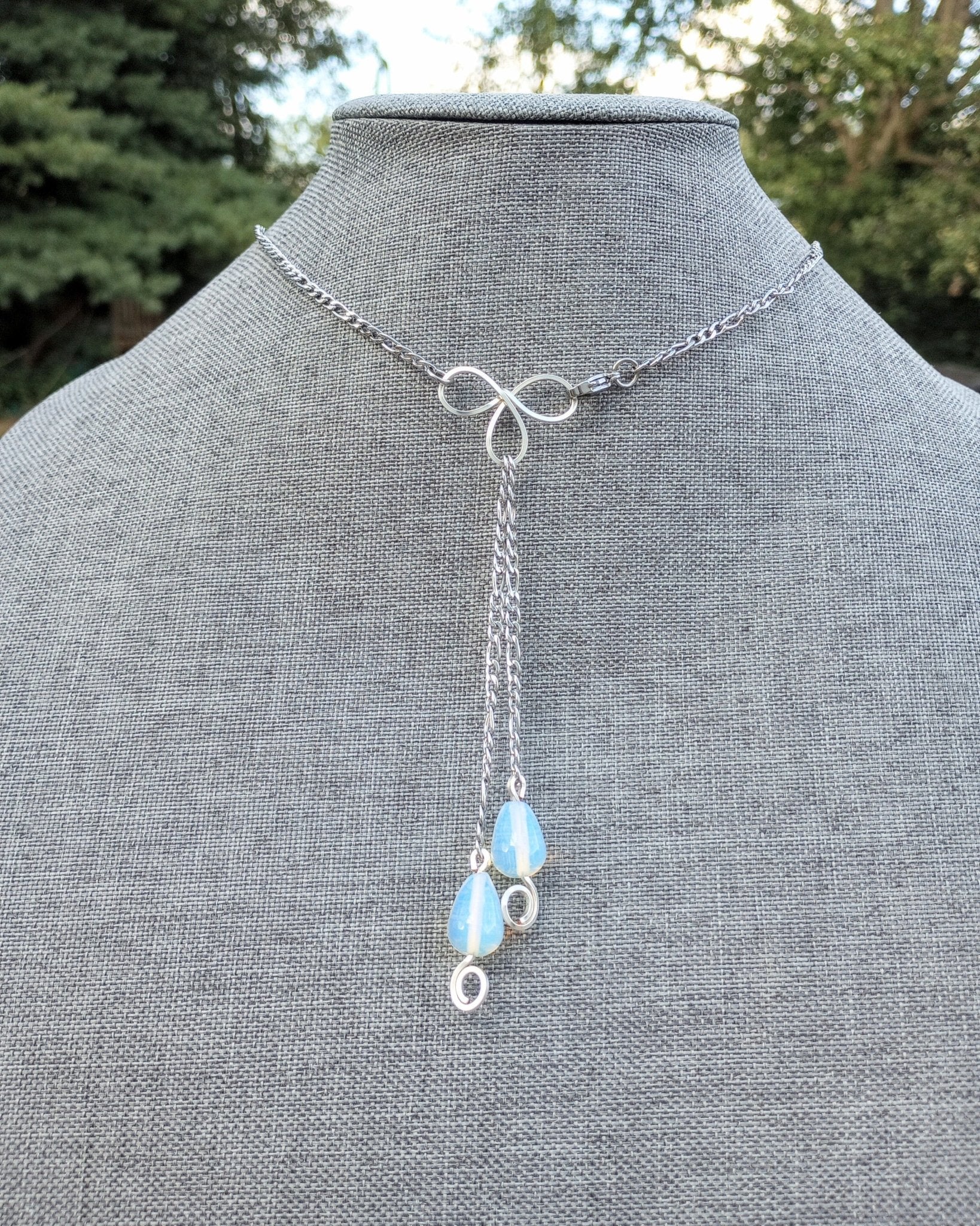 Opalite Filigree Bar Pendant Necklace - Windfall Jewelry