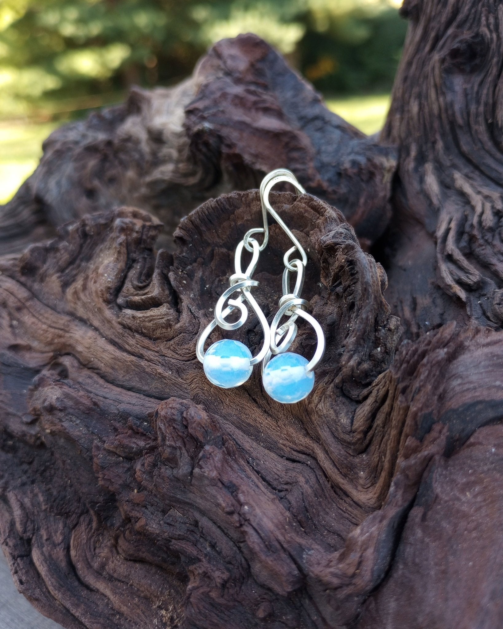 Opalite Filigree Earrings - Windfall Jewelry