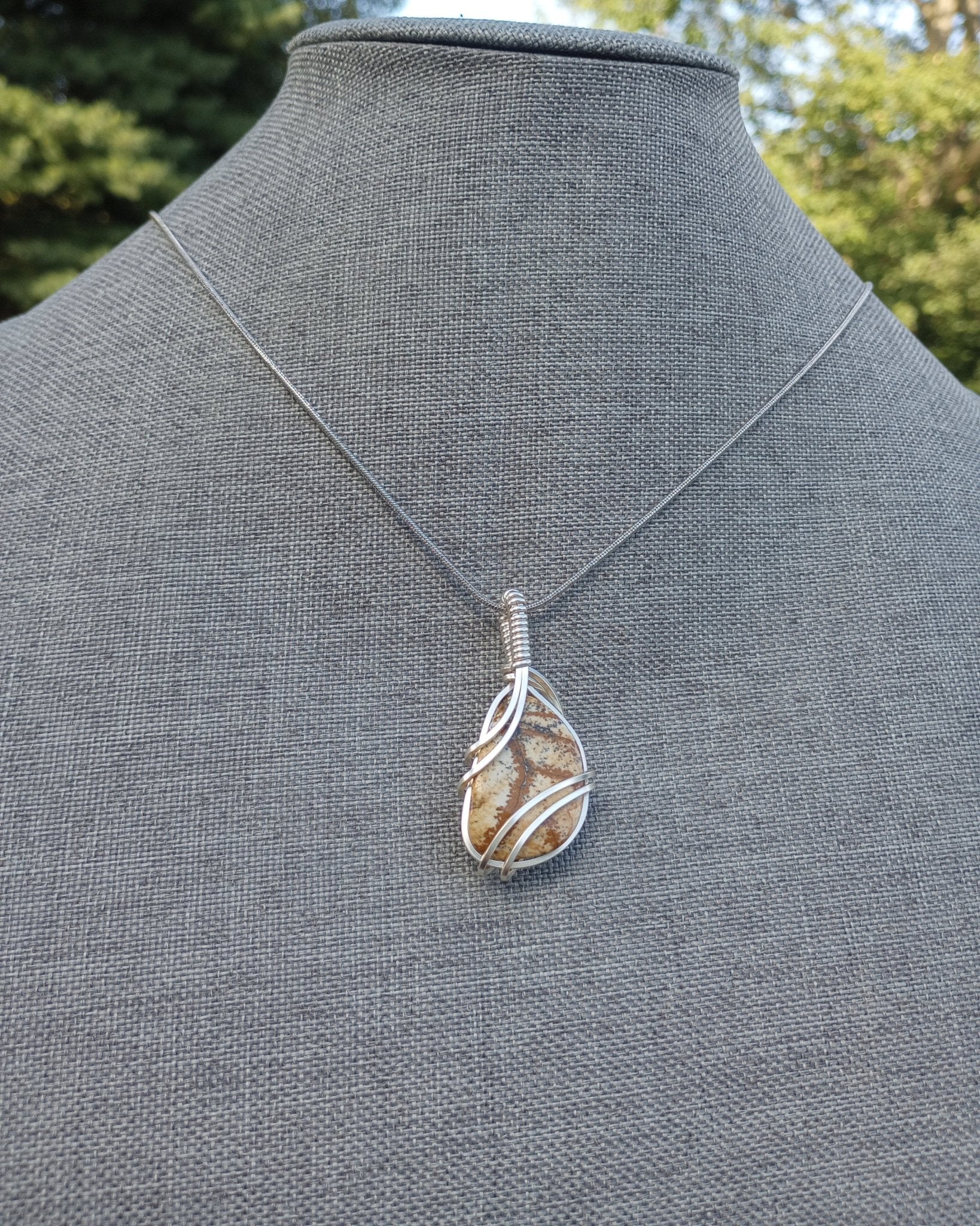 Picture Jasper Natural Stone Pendant Necklace - Windfall Jewelry